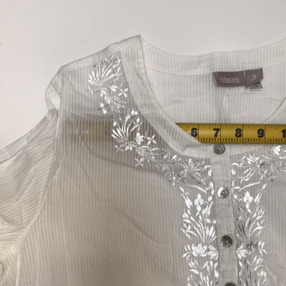 Chicos Embroidered Cotton blouse - Picture 2 of 8